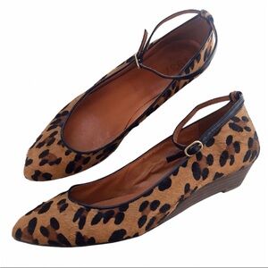 Madewell 1937 Shoes Women’s Size 9 Calf Hair Leopard Mini Wedge Ankle Strap